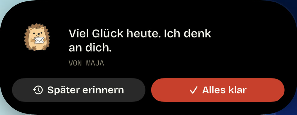 Eine echte Pipnote-Zustellung in der Dynamic Island