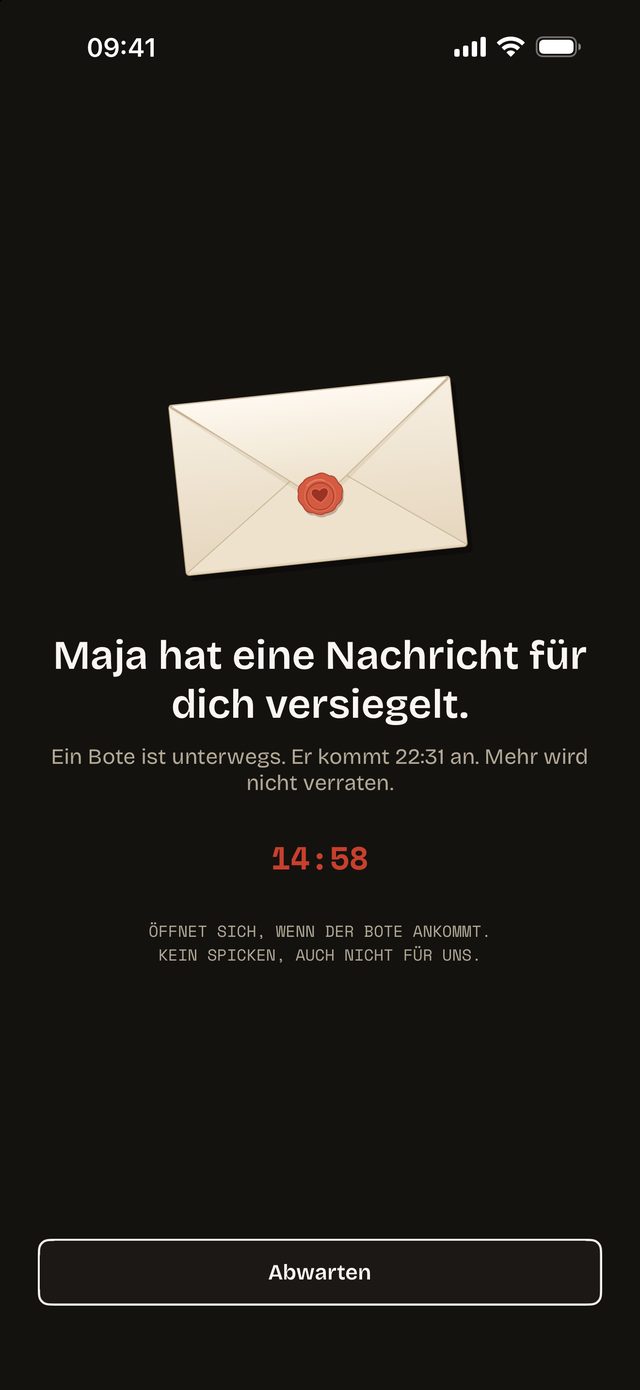 Eine versiegelte Pipnote wartet auf ihre Ankunftszeit