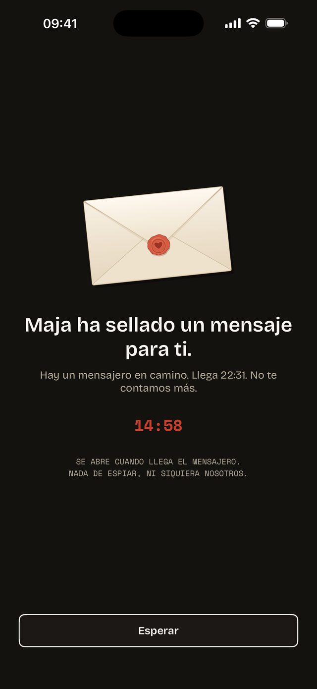 Un mensaje de Pipnote sellado espera su hora de llegada