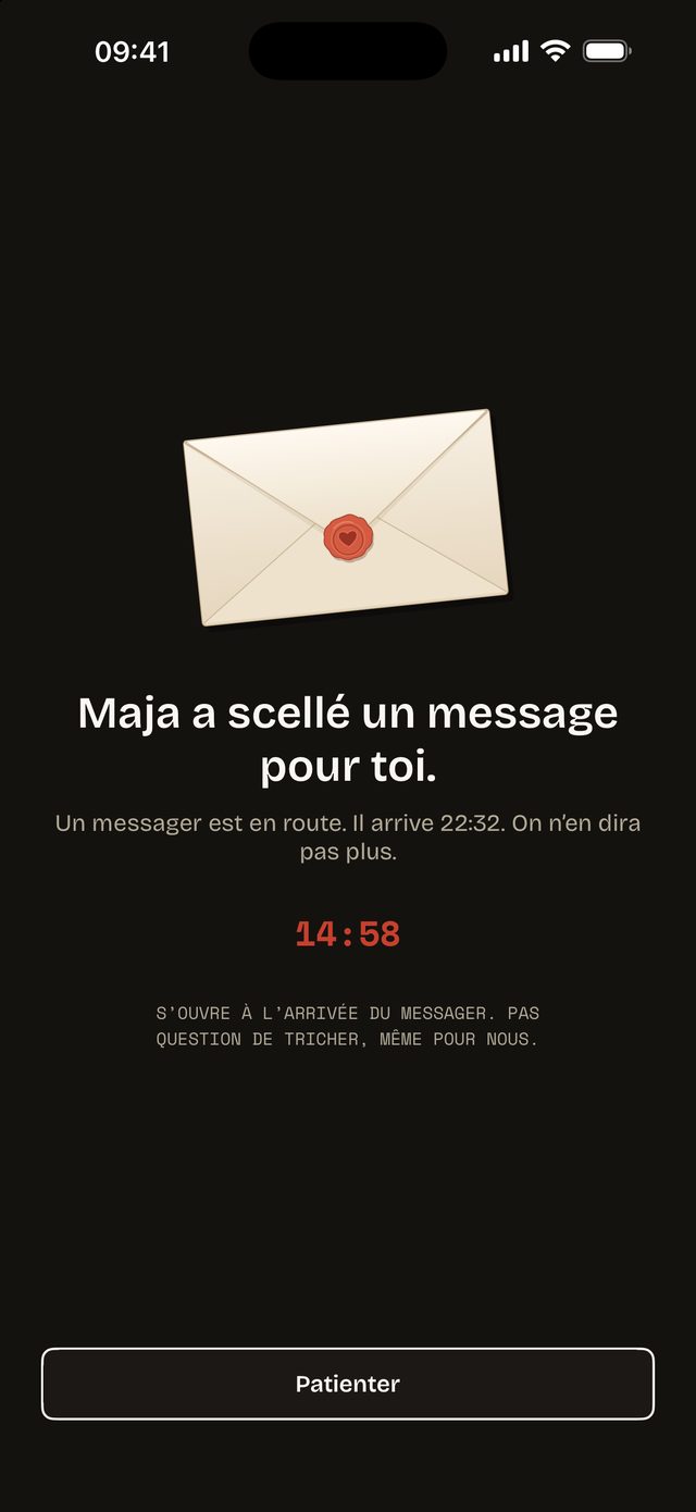 Un message Pipnote scellé attend son heure d’arrivée